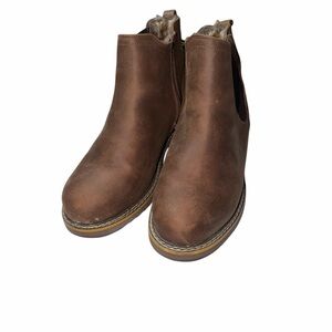 Women's Brown Ankle Boots with Faux Fur Lining